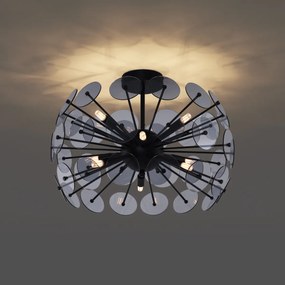 Art Deco plafondlamp zwart met smoke - Atomic