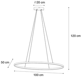 Eettafel / Eetkamer Design hanglamp zwart ovaal incl. LED 3-staps dimbaar - Ovallo Design Binnenverlichting Lamp