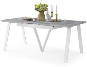 AVERY Millenium beton/onderkant wit - LOFT/INDUSTRIËLE TAFEL VOOR WOONKAMER / EETKAMER UITKLAPBAAR TOT 330 cm!