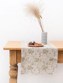 Handgemaakte linnen tafelloper Botany op Light