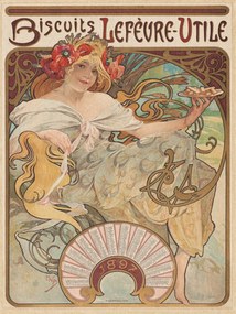 Kunstdruk Biscuits Lefèvre-Utile Biscuit Advert (Vintage Art Nouveau) - Alfons Mucha, (30 x 40 cm)