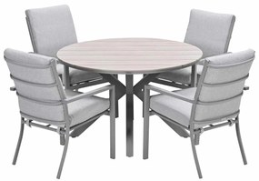 Garden Impressions Senja tuinset 5-delig valley sand - Tulli tuintafel Ø122x75 cm - light teak vironwood