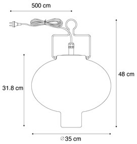 Smart buiten hanglamp wit 35cm met rode stekker incl. Wifi A60 - Pion Modern E27 IP44 Buitenverlichting rond