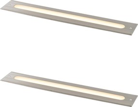 Set van 2 moderne grondspots staal 50 cm incl. LED IP65 - Eline