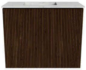 Mondiaz Joya DLux 50cm toiletmeubel walnut met wastafel faye links 1 kraangat opalo