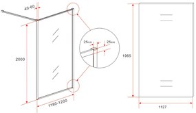 Mueller Square inloopdouche 120x200cm helder glas met nano-coating geborsteld brons