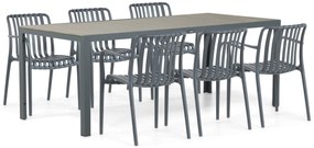 Tuinset 6 personen 200 cm Kunststof Grijs Domani Furniture Vento/Solare