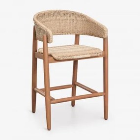Ribera Hoge Tuinkruk Van Acaciahout En Synthetisch Riet ↑65 Cm & Acacia Bruin - Sklum