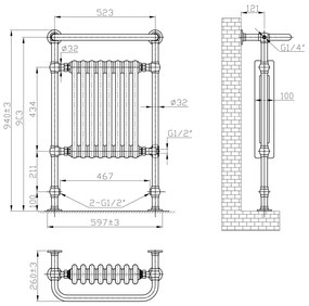 Eastbrook Isbourne klassieke radiator 94x60cm Chroom 732 watt