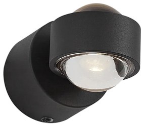Design wandlamp zwart incl. LED IP44 - Lens
