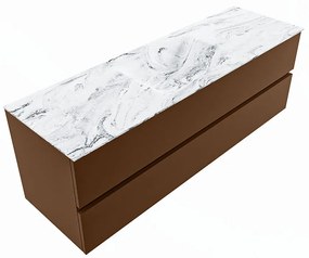 Mondiaz Vica DLux badmeubel 150cm rust 2 lades met wastafel glace midden zonder kraangat