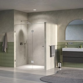 Brauer Void Carving profielloze nisdeur 160cm met draaideur 70cm aan glas RVS geborsteld PVD