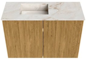 Mondiaz Joya DLux 60cm toiletmeubel oak met wastafel faye links 1 kraangat frappe