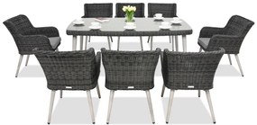 Exclusieve dining tuinset van kunststof rotan Córdoba antraciet voor 8 personen Garden Point