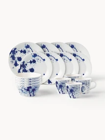 Serviesset Pacific blauw van porselein, 4 personen (16-delig)