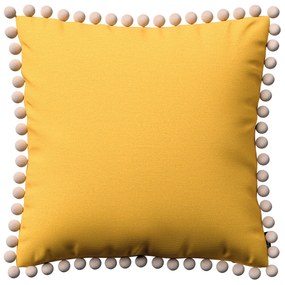 Dekoria Kussenhoes Wera met pompons, geel 45 x 45 cm
