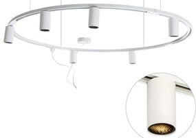 Modern hangend railsysteem met 6 spots wit 1-fase GU10 50mm - Iconic Ruby Honey