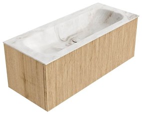 Mondiaz Kurve-dlux 110cm badmeubel oak met 1 lade en wastafel big medium midden 1 kraangat frappe