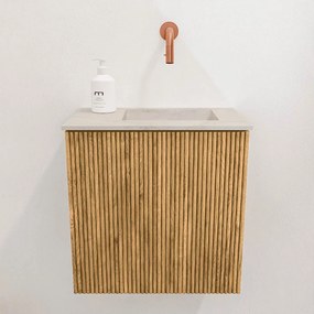 Mondiaz Joya DLux 40cm toiletmeubel oak met wastafel faye rechts zonder kraangat ostra