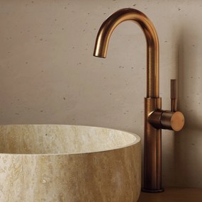 Saniclear Highriser Curved wastafelkraan verouderd messing