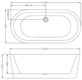 Best Design Black & White vrijstaand bad 178 x 80 x 55cm