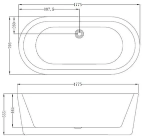 Best Design Black & White vrijstaand bad 178 x 80 x 55cm