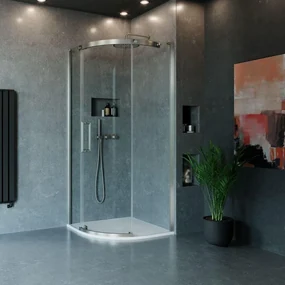 Crosswater Optix Douchecabine 90x90cm - kwartrond - deur links - RVS geborsteld OXQSVC0900_L