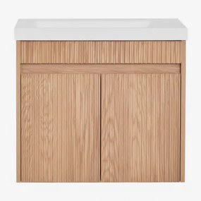 Narek Zwevend Houten Badkamermeubelset Met Geïntegreerde Wastafel Ash Brown & Spiegelloze & Zonder Kraan & ↔︎ 60 Cm - Sklum