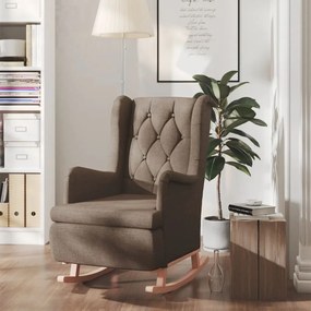 vidaXL Fauteuil met massief rubberwood schommelpoten stof taupe