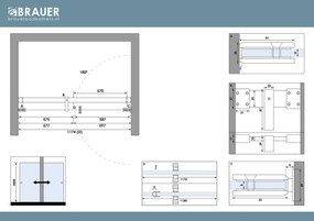 Brauer Void Carving profielloze nisdeur 120cm met draaideur 60cm aan muur gunmetal geborsteld PVD