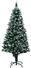 vidaXL Kunstkerstboom met LED's en dennenappels en witte sneeuw 240 cm