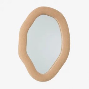 Onregelmatige Wandspiegel 70x100 Cm In Ceniro Schapenvacht Chenille Bruin - Tarwe - Sklum