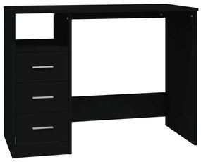 vidaXL Bureau met lades 102x50x76 cm bewerkt hout zwart