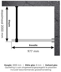 Brauer JC profielloze inloopdouche 100cm goud geborsteld