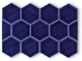Hoogglans Handvorm Wandtegel 10.8x12.4 Cm Hexagon Princeton Kobalt Blauw RBT62