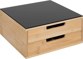 5Five Koffie Cup Houder - 2 Lades - 30 x 30 x 14 cm - Bamboe - Zwart/Bruin