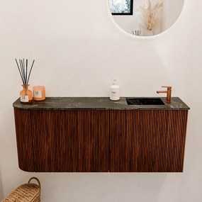 Mondiaz Joya DLux 100cm toiletmeubel ronding links ruby met wastafel faye rechts 1 kraangat lava