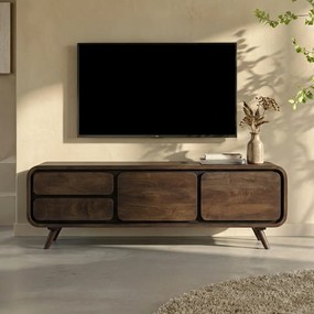 Donkerbruin Tv-meubel Mangohout - 160x40x55cm.