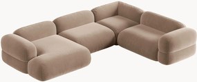 Modulaire panoramische fluwelen hoekbank Roger (5-zits)