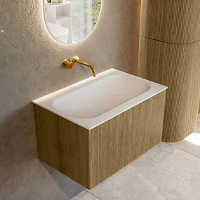 Mondiaz Kurve 70cm badmeubel dusk met 1 lade en wastafel big small midden zonder kraangat