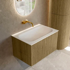 Mondiaz Kurve 70cm badmeubel dusk met 1 lade en wastafel big small midden zonder kraangat