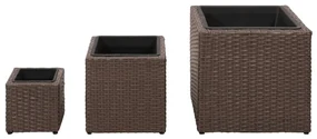 vidaXL Plantenbakken verhoogd 3 st poly rattan bruin