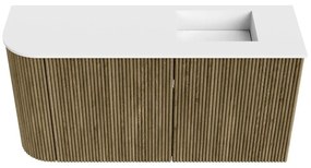 Mondiaz Joya 80cm toiletmeubel ronding links dusk met wastafel faye rechts 1 kraangat talc