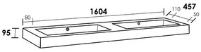 Sanituba Florence wastafel mineraalmarmer zonder kraangaten 160cm