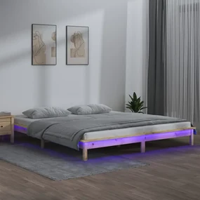 vidaXL Bedframe LED massief hout 200x200 cm