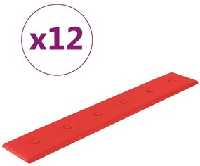 vidaXL Wandpanelen 12 st 1,62 m² 90x15 cm kunstleer rood