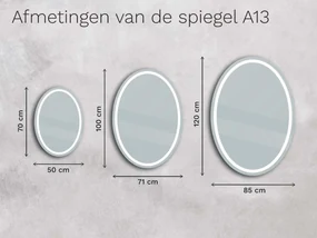 Ovale badkamerspiegel met LED verlichting A13