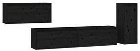 vidaXL Tv-meubelen 4 st massief grenenhout zwart
