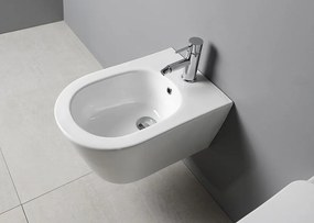 Sapho Avva wandbidet met overloop en kraangat wit