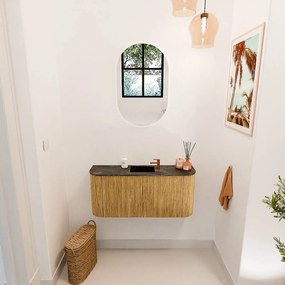 Mondiaz Joya DLux 95cm toiletmeubel ronding links/rechts oak met wastafel faye midden 1 kraangat lava